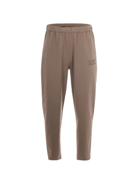 Pantaloni Ea7 Emporio Armani alergare cu autograf maro
