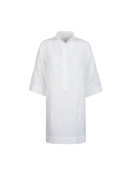 Sukienka koszulowa Eleventy z krótkim rękawem biała