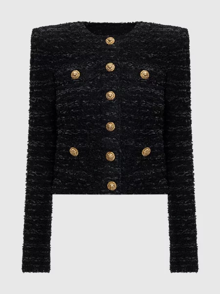 Твідовий жакет з коноплею Balmain чорний