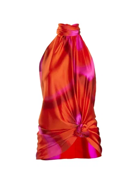 Bluză Silvia Tcherassi cu imagine cu imprimeu abstract portocaliu