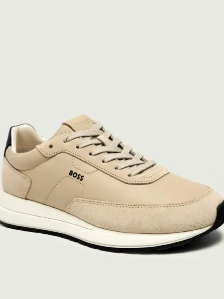 BOSS BLACK Sneakers Vinston_Runn_ltwasd | piele întoarsă negru
