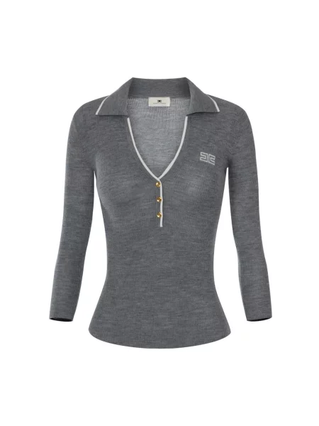 Sweter Elisabetta Franchi wełniany szary
