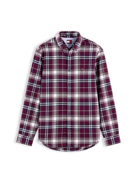 Tommy Jeans Cămașă bleumarin / mov zmeură alb