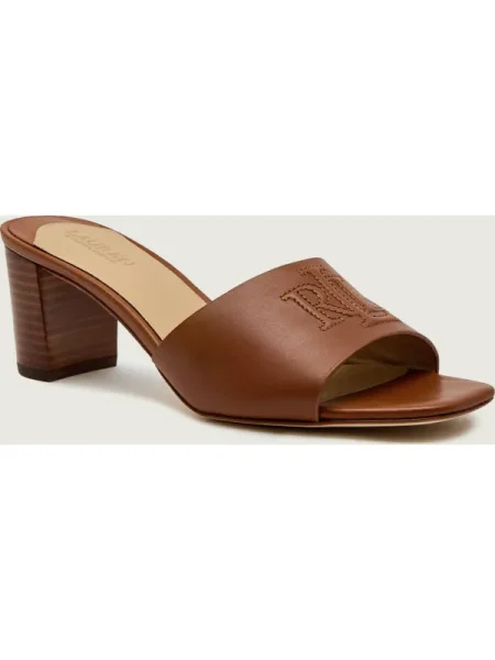 LAUREN RALPH LAUREN De piele șlapi cu gros EVERLEY maro