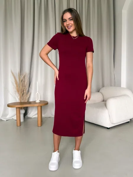 Сукня-футболка Merlini бавовна/поліестер бордовий