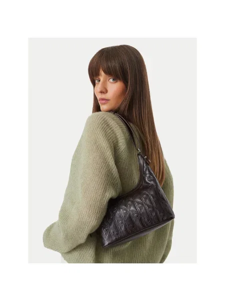Geantă Calvin Klein Emblem Aop Debossed Shoulder Bag maro