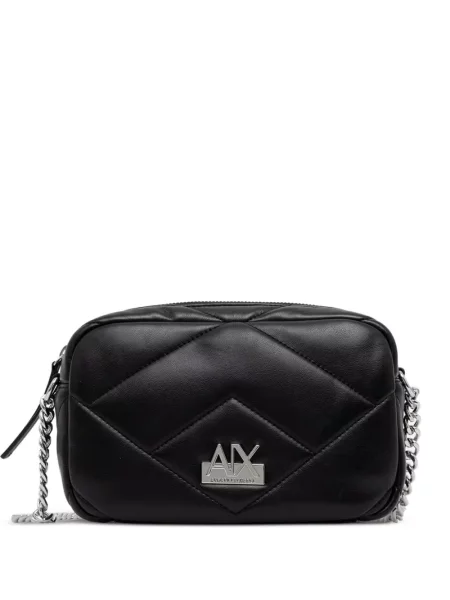 Matlasat geantă Armani Exchange cu autograf negru