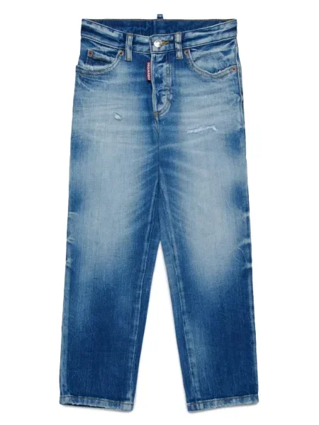 Jeansy straight leg dziecięce Dsquared2 niebieskie