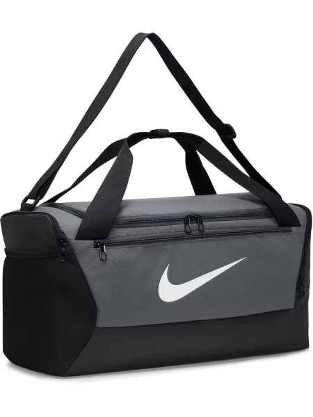 NIKE Športna torba Brasilia siva / črna bela