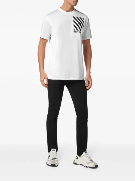 Tricou Philipp Plein cu dungi alb