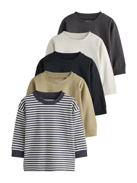 Next Tricou bleumarin / gri metalic / kaki / negru / murdar alb