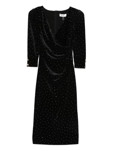 Sukienka Nissa drapowana garniturowa czarna