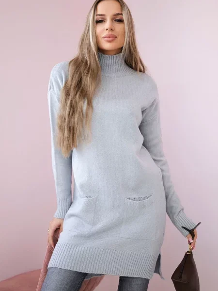 Sweter Kesi ze stójką szary