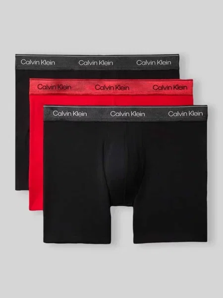 Spodnie z elastycznym paskiem z logo w zestaw 3 szt. Calvin Klein Underwear czerwone