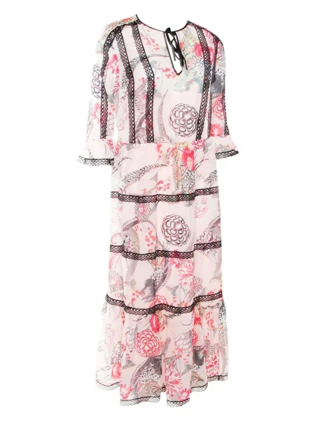 Rochie maxi Temperley London cu model floral cu imagine din dantelă
