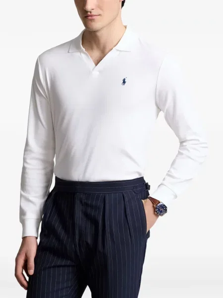 Tricou polo Polo Ralph Lauren cu autograf cu 5 buzunare în carouri gri