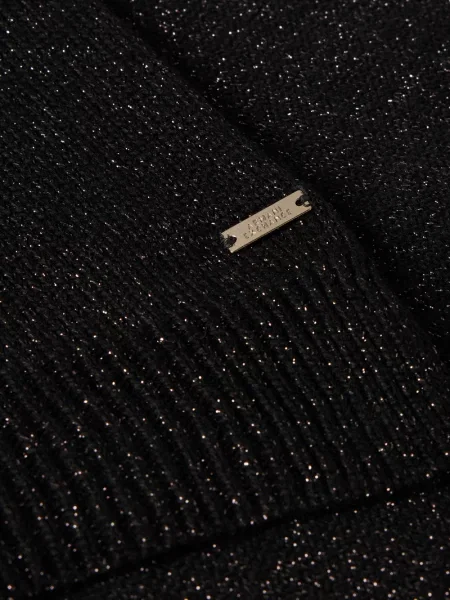 Szal Armani Exchange z kaszmiru w paski z logo czarna