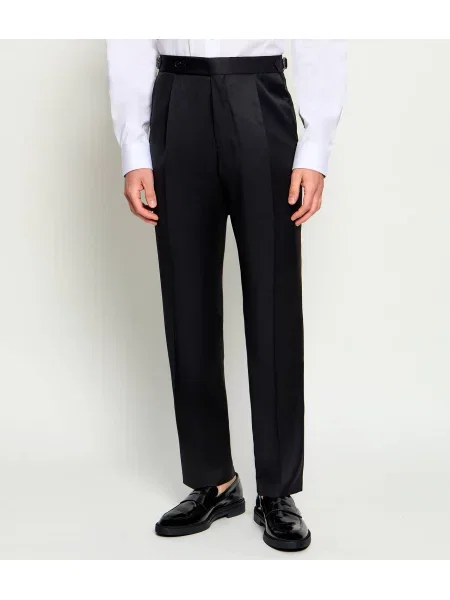BOSS BLACK De lână pantaloni negru