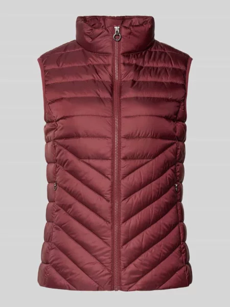 Kamizelka pikowana o kroju slim fit ze stójką S.oliver Red Label bordowa