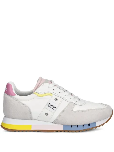 Sneakerși Blauer din piele de căprioară alb