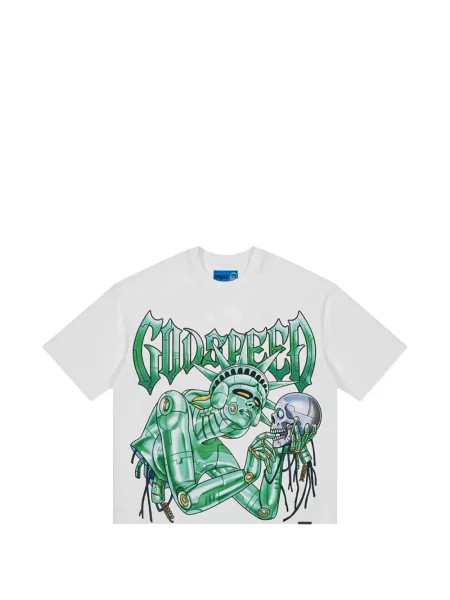 Tricou Godspeed cu imagine alb