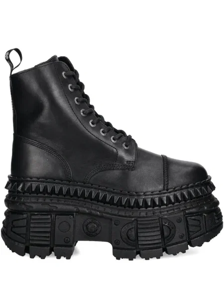 Botine New Rock cu șireturi cu platformă din dantelă negru