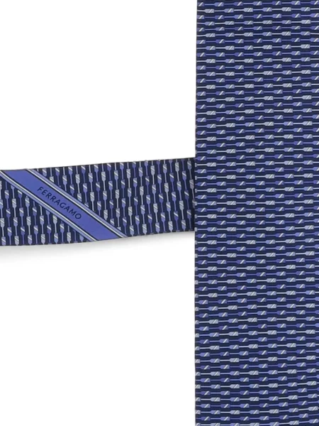 Svilena kravata Ferragamo s printom plava