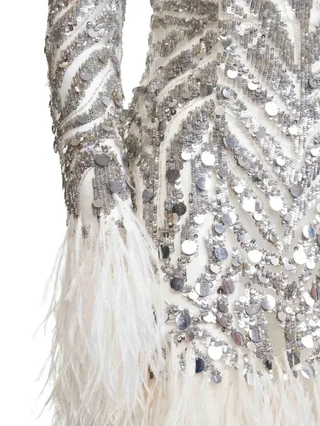 Rochie Alina cu paiete de costum alb