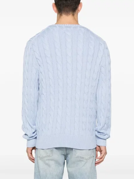 Kožne hlače Polo Ralph Lauren s vezicama s autogramom plava