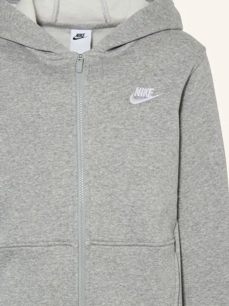 Nike Mikinová Bunda Club světle šedá bílá