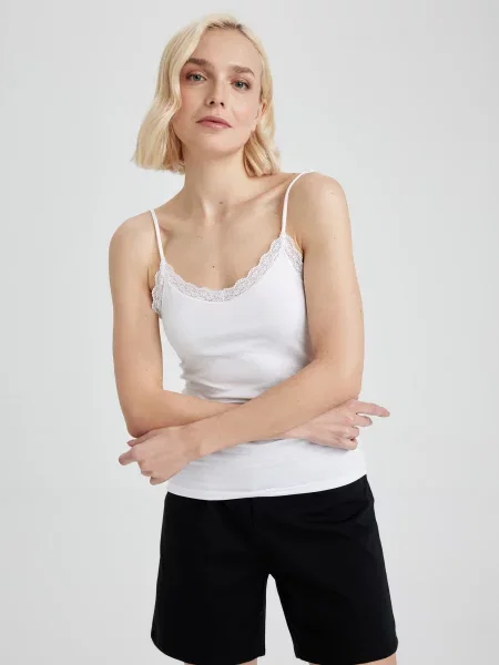 DeFacto Майка для дому Бавовна/еластан білий