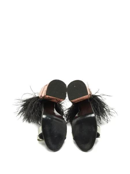 Kožené sandály Mach & Mach z peří růžové