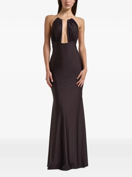 Rochie maxi Danamé cu gât halter maro