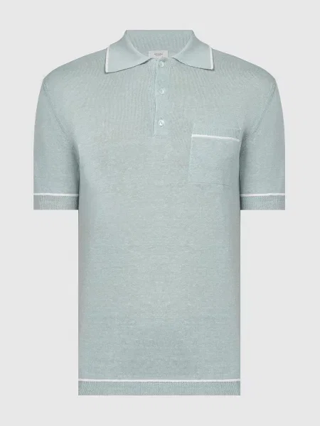 Поло з льону та шовку Agnona зелене