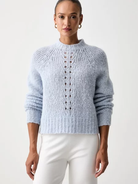 Twinset pulover pentru femei cu lână albastru