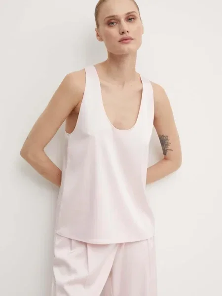 Блуза Amalia Heavy Satin с изчистен дизайн розово
