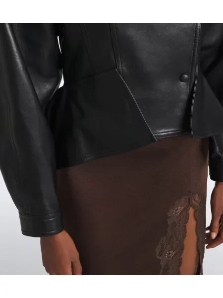 Ασύμμετρος δερμάτινο μπουφάν Balmain μαύρο