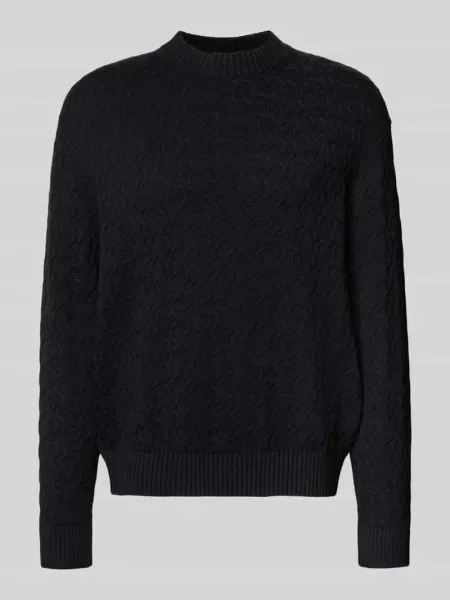 Sweter o kroju relaxed fit z czystej bawełny model ‘PHILIP’ Selected Homme czarny