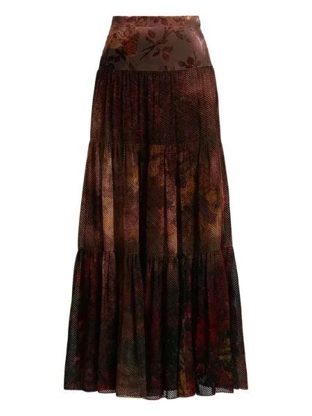 Fusta maxi Ralph Lauren Collection cu model floral maro