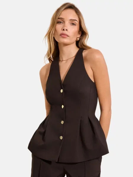 Lipsy Vestă de costum ciocolatiu