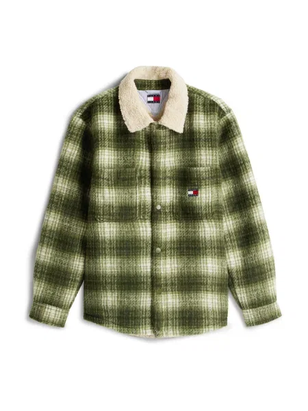 Tommy Jeans Prehodna jakna oliva / pastelno zelena bela