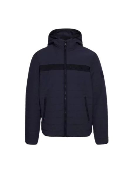 Kurtka puchowa Tommy Hilfiger z kapturem niebieska