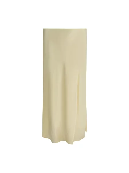 Satynowa spódnica midi Khaite do kolan żółta