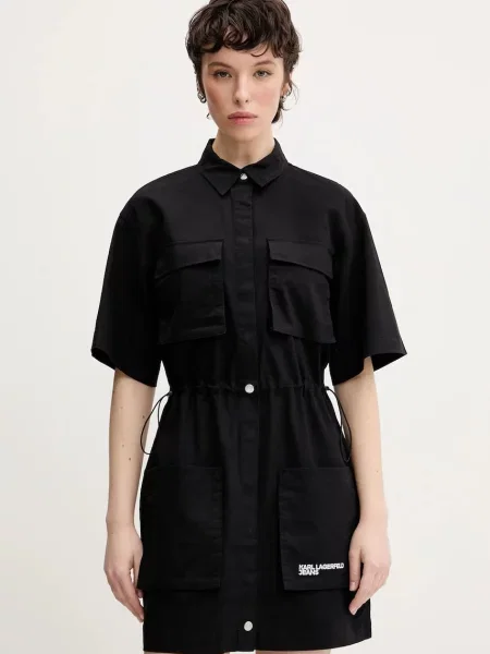 Karl Lagerfeld Jeans rochie mini drept negru