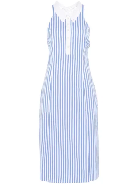 Rochie midi Thom Browne cu dungi până la genunchi de costum albastru