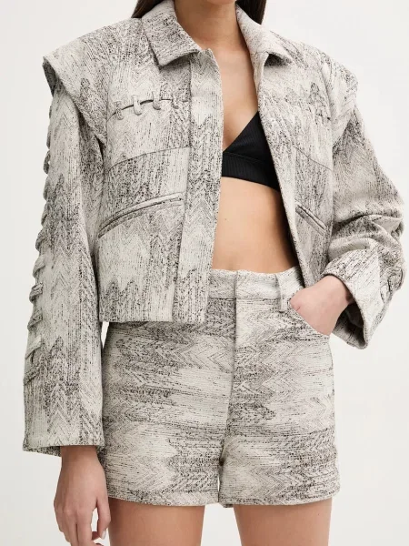 IRO pantaloni scurți femei cu imprimeu high waist bej