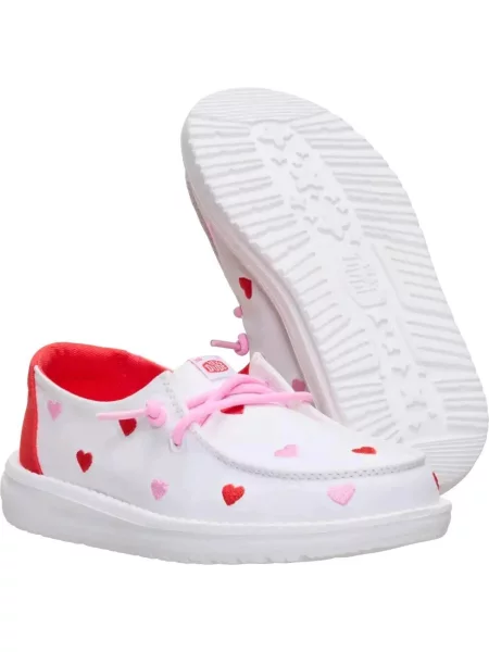 HeyDude Dziewczęce Mokasyny Wendy Embroidered Hearts białe