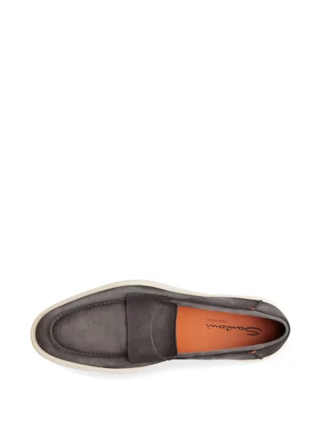 Pantofi loafer Santoni din piele de căprioară gri