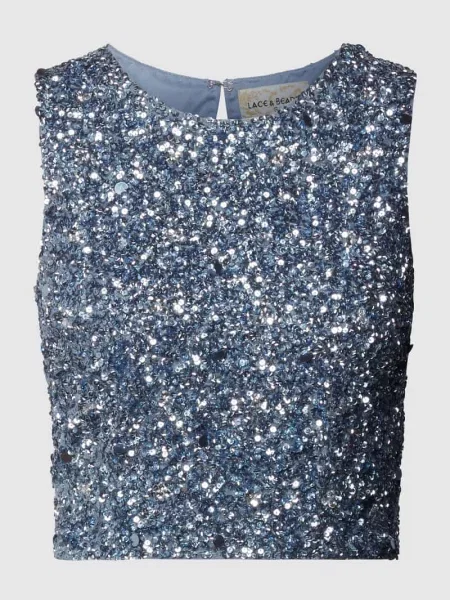 Top Lace & Beads błękitny