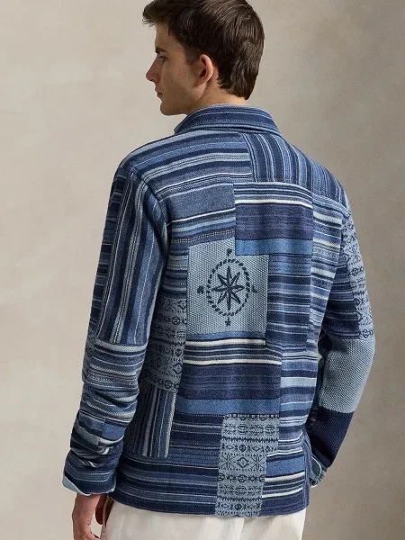 Polo Ralph Lauren kardigan z domieszką lnu niebieski